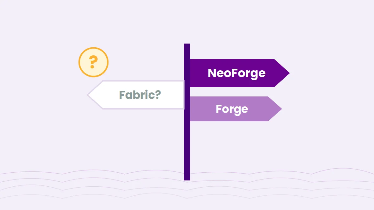 Signpost pointing to NeoForge and Forge with a question mark over Fabric
